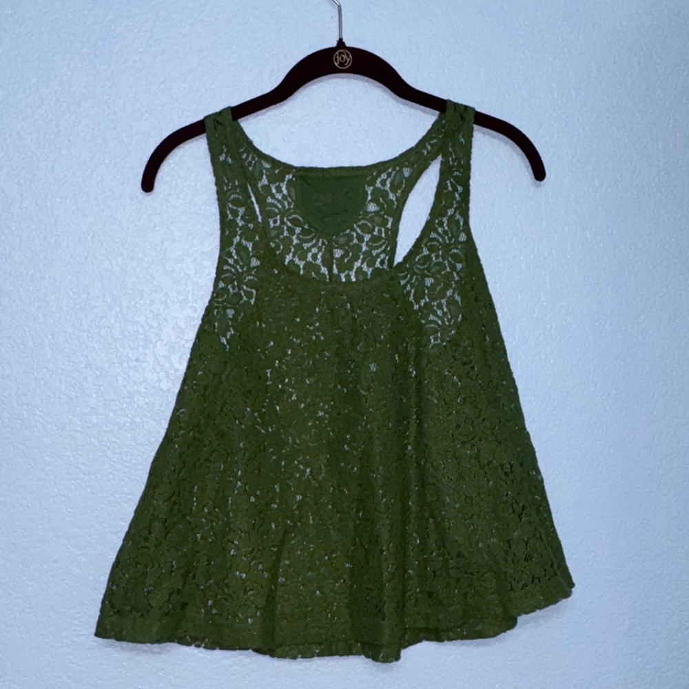 Arizona Jean Company Olive With Gold Shimmer Lace Tank Size Medium